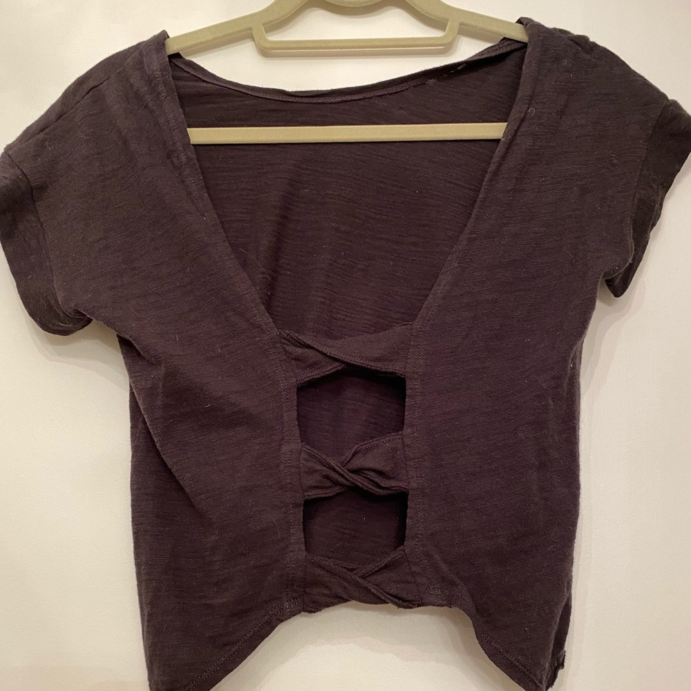 Free People FP Beach dark grey crop top with cut outs in back